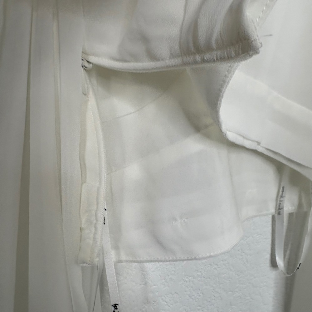 NWT For Love & Lemons Trisha Crop Top White Square Neck Long Sleeve Tie Front XS - Picture 11 of 13